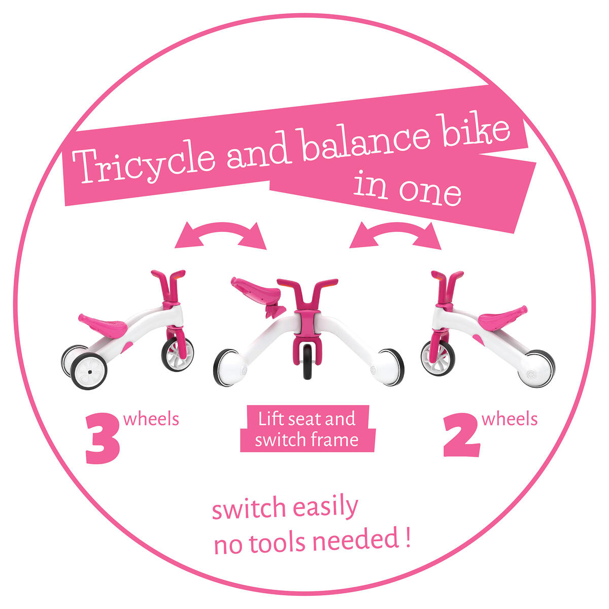 Porteur 3 roues convertible draisienne 2 en 1