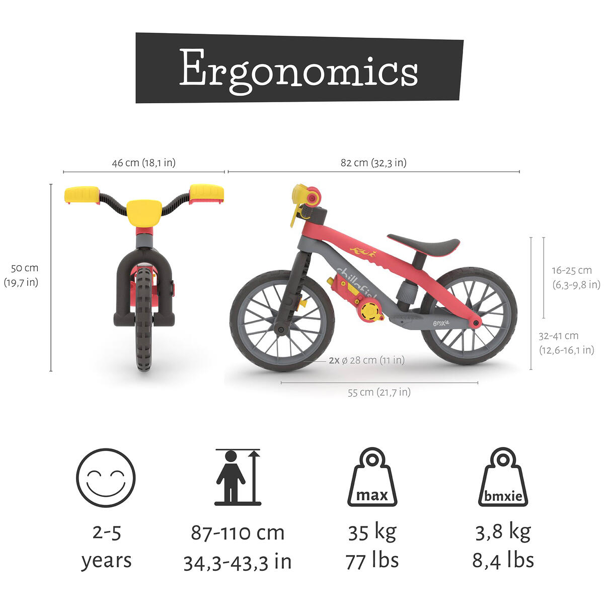 Vélo BMXie draisienne multi-fonctions de 2 à 5 ans
