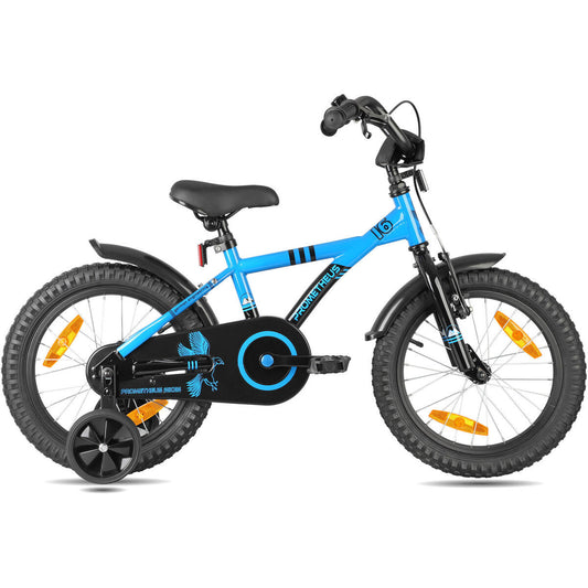 Vélo 16" enfant 4-6 ans avec roues stabilisateurs et rétropédalage