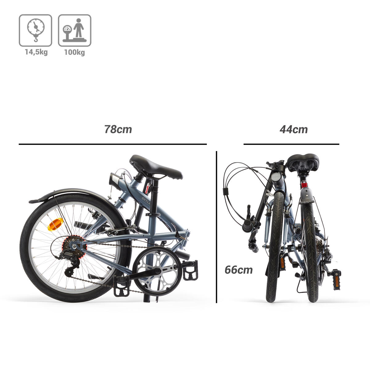 Vélo Pliant FOLD 120 GRIS