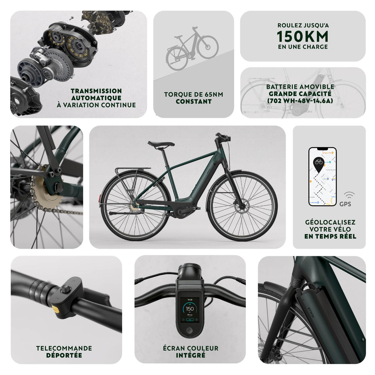 Vélo ville électrique à moteur automatique OWURU CADRE HAUT LD 920 E