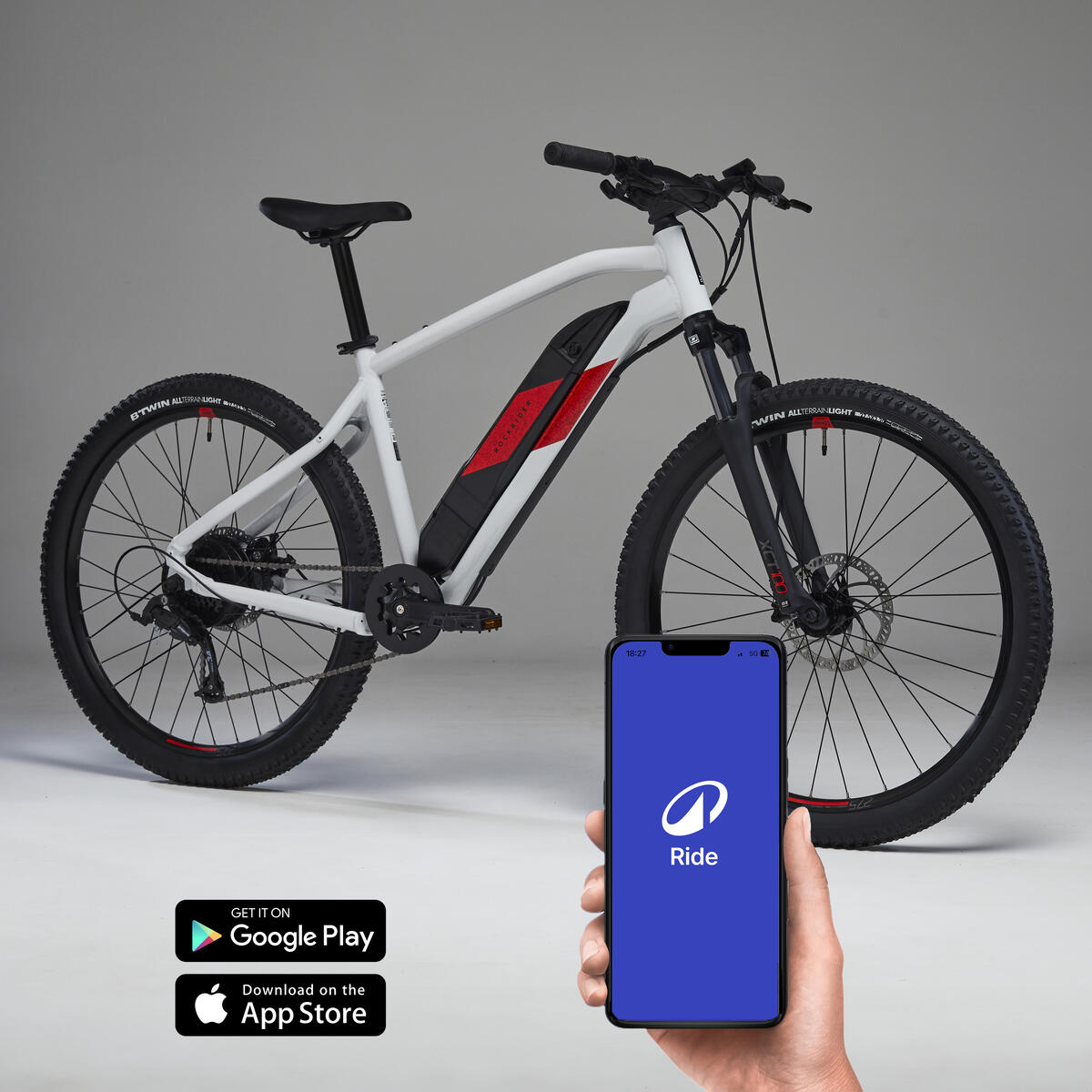 Vélo VTT électrique semi-rigide 27,5" E-ST 100 Blanc Rouge