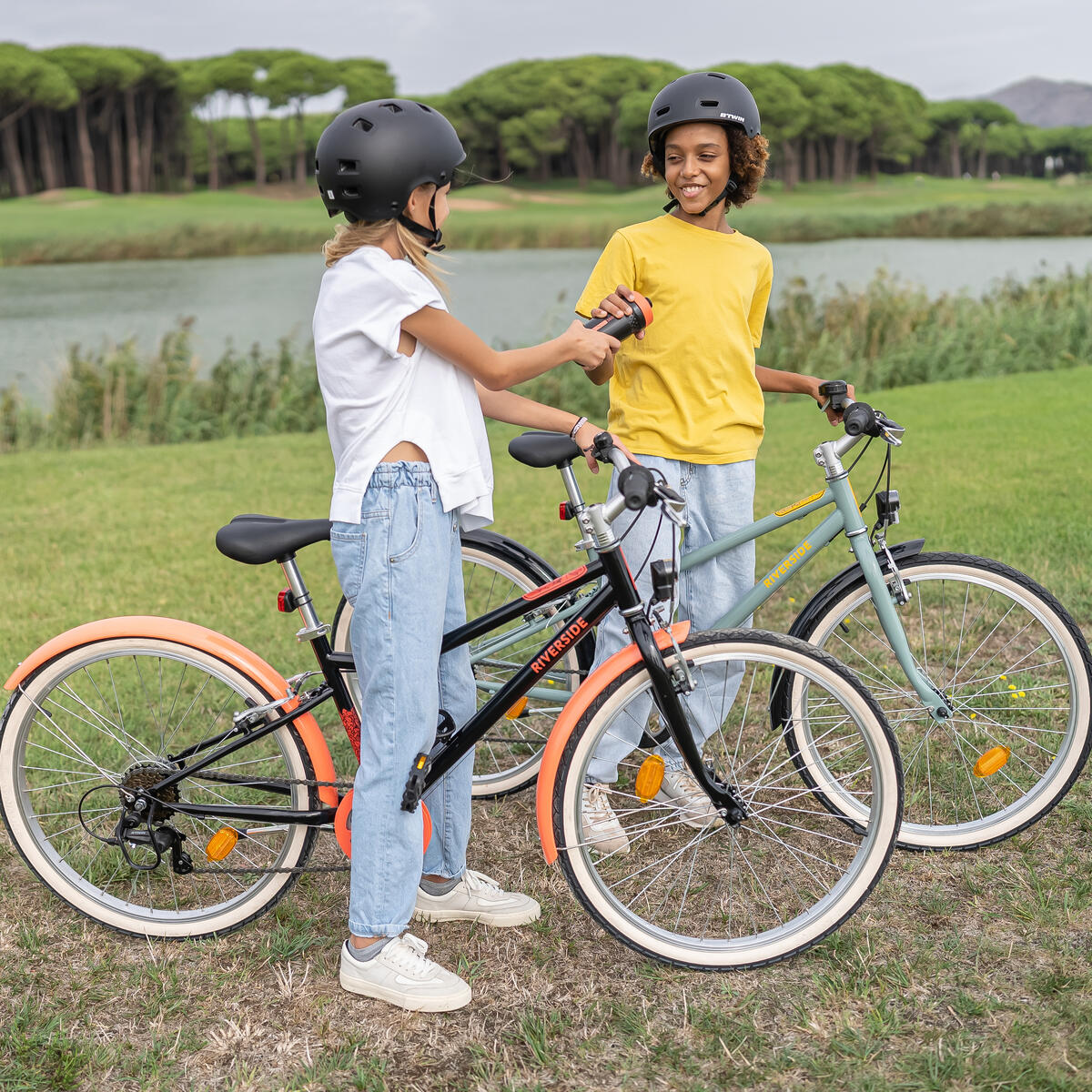 Vélo VTC Enfant RIVERSIDE 500 KAKI 24" 9-12 ans
