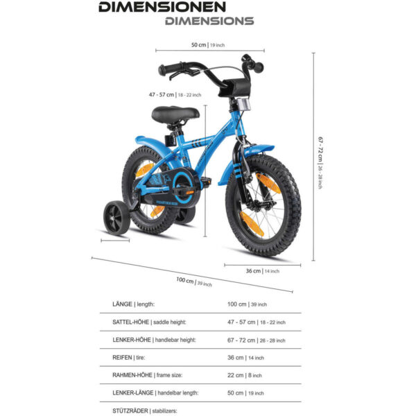 Vélo 14" enfant 3-5 ans avec roues stabilisateurs et rétropédalage